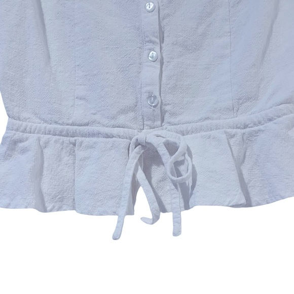 Lulus White Button Front Ruffle Hem Lace Trim Sleeveless Crop Top Small - Picture 5 of 9